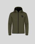 AIRLAYER Full-Zip Hoodie TIERRE verde militare edizione limitata con logo TR nero lato cuore