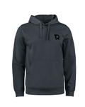 H BLACK felpa con cappuccio grigio antracite TIERRE con logo TR nero lato cuore