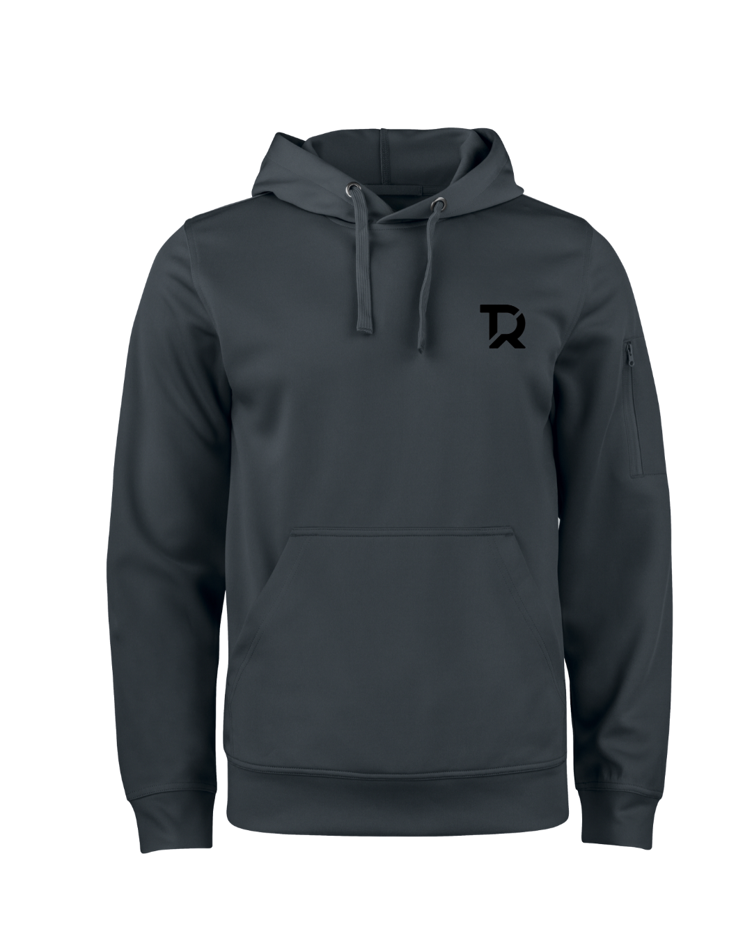 H BLACK felpa con cappuccio grigio antracite TIERRE con logo TR nero lato cuore