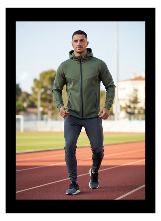 Giacca Tecnica Full-Zip con Cappuccio in Poliestere Riciclato