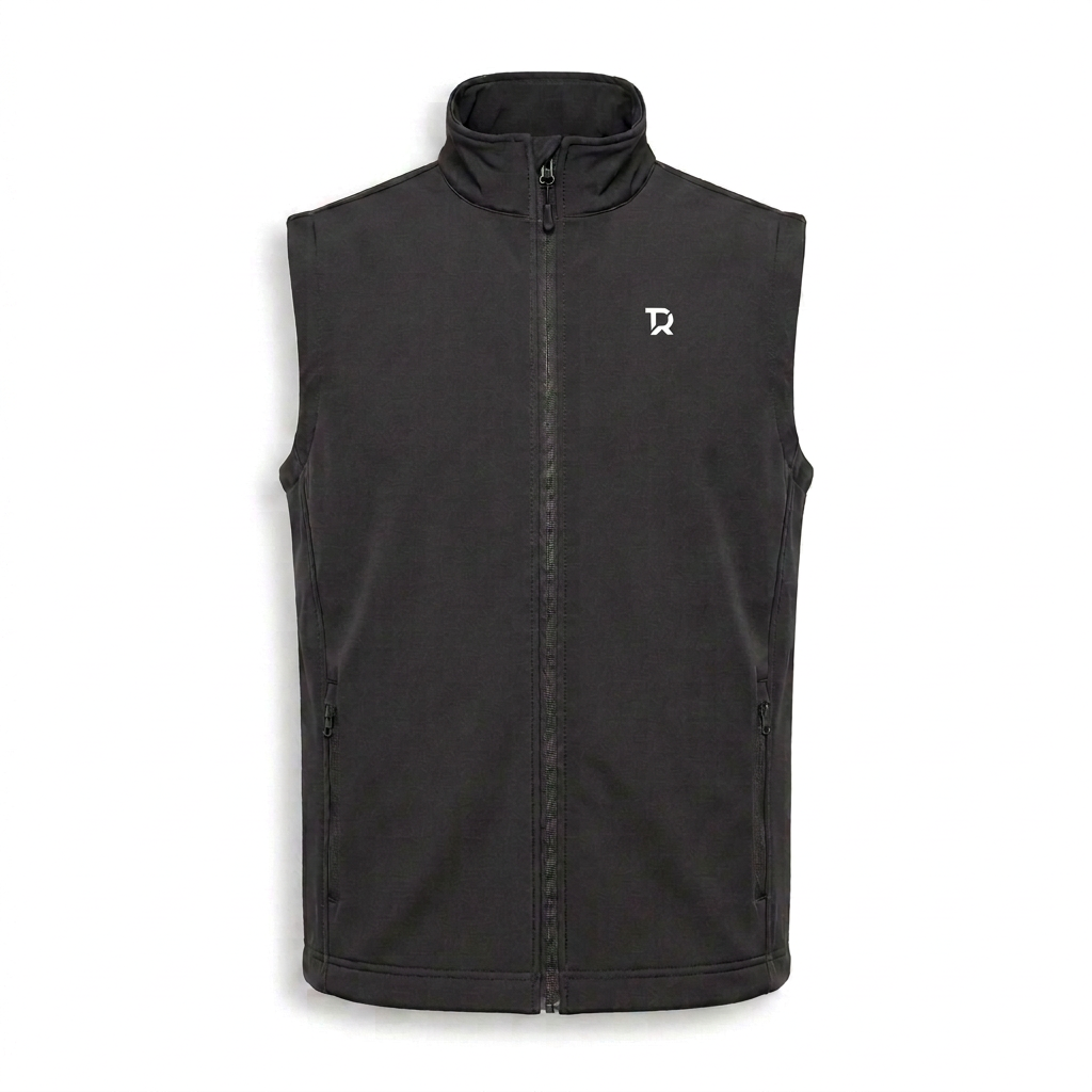Gilet nero con monogramma spostato verso la lampo