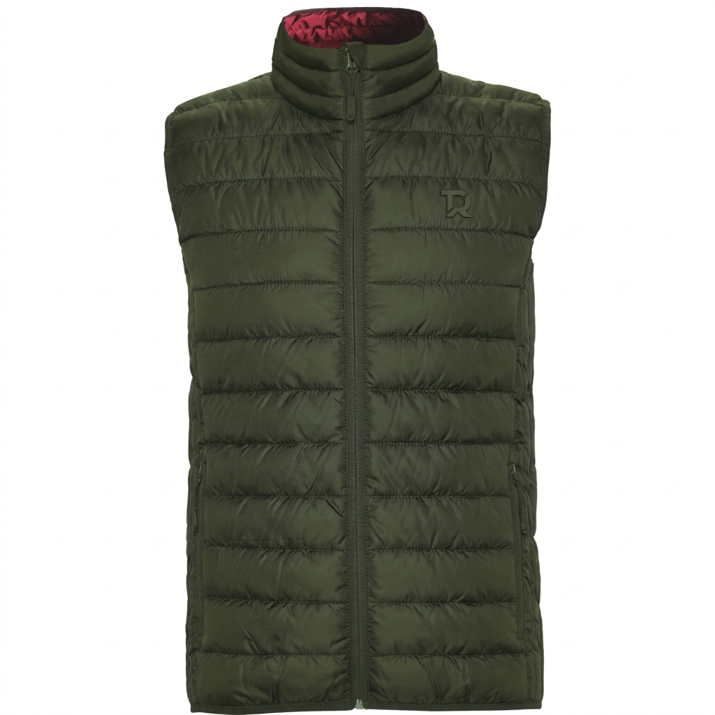 GILET WARM verde con monogramma tono su tono