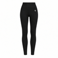 Leggings tecnici neri da donna TIERRE, vista frontale con logo TR bianco sull'anca sinistra