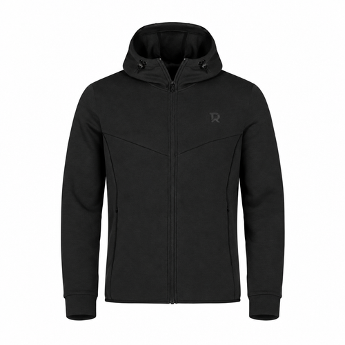 Felpa full-zip con cappuccio nera TIERRE con logo TR tono su tono lato cuore
