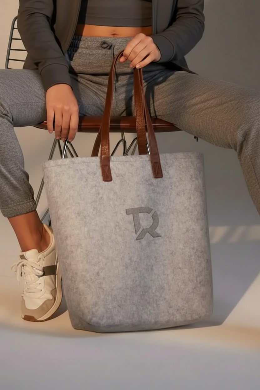Modella con il monogramma originale applicato alla borsa