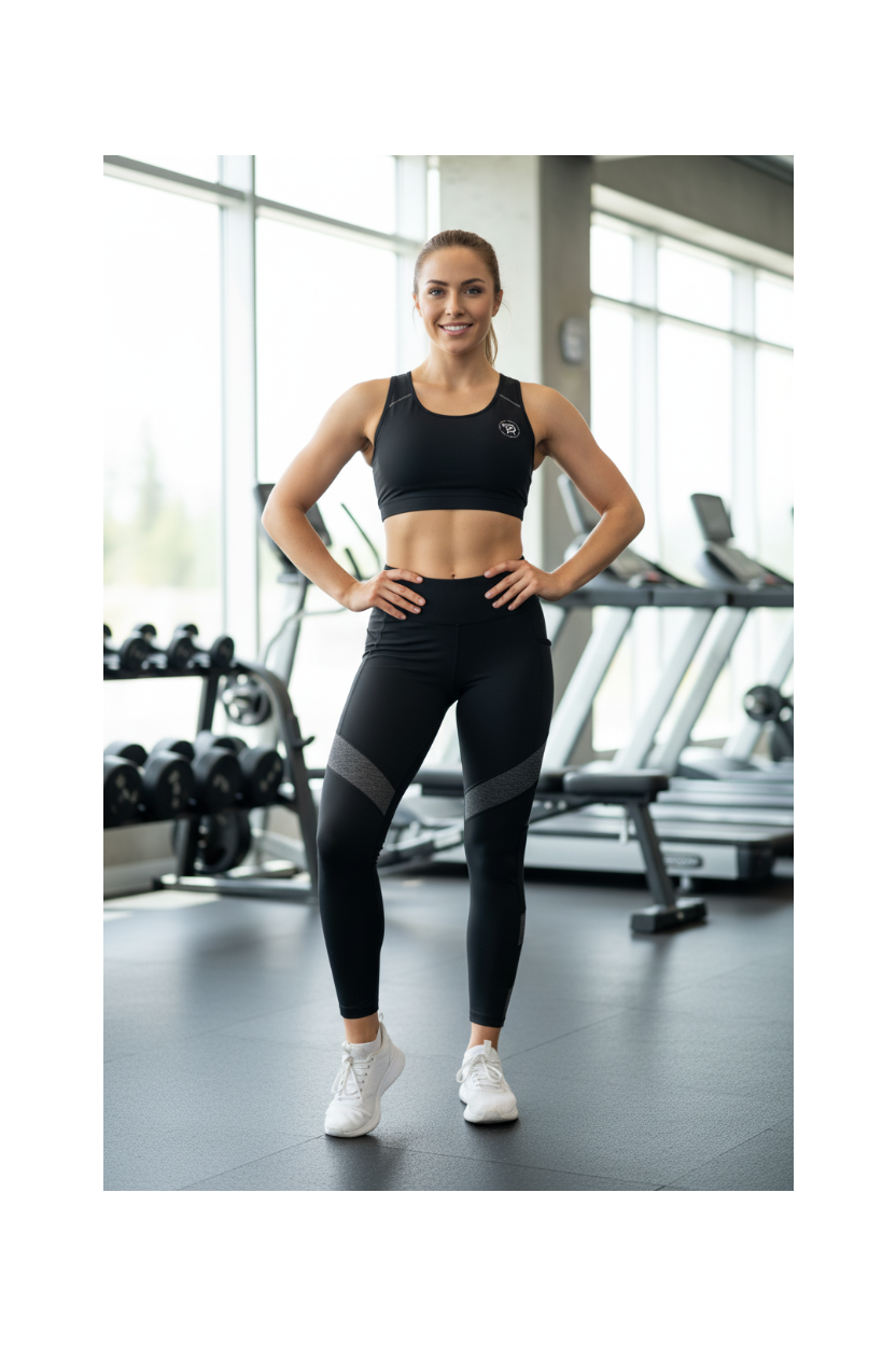 Modella fisico naturale con completo sportivo