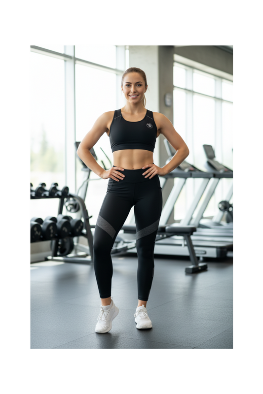 Modella fisico naturale con completo sportivo