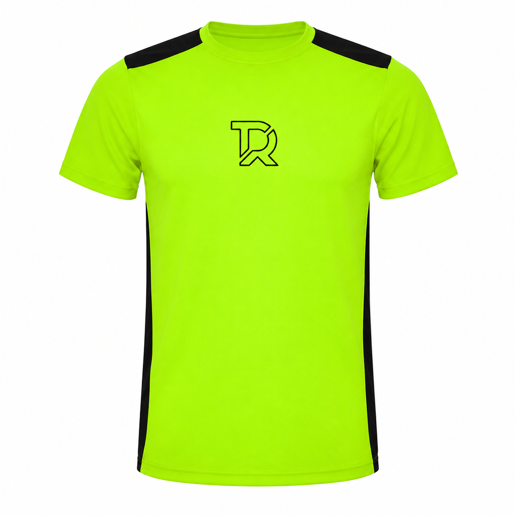 T-shirt gialla fluo con monogramma TR outline
