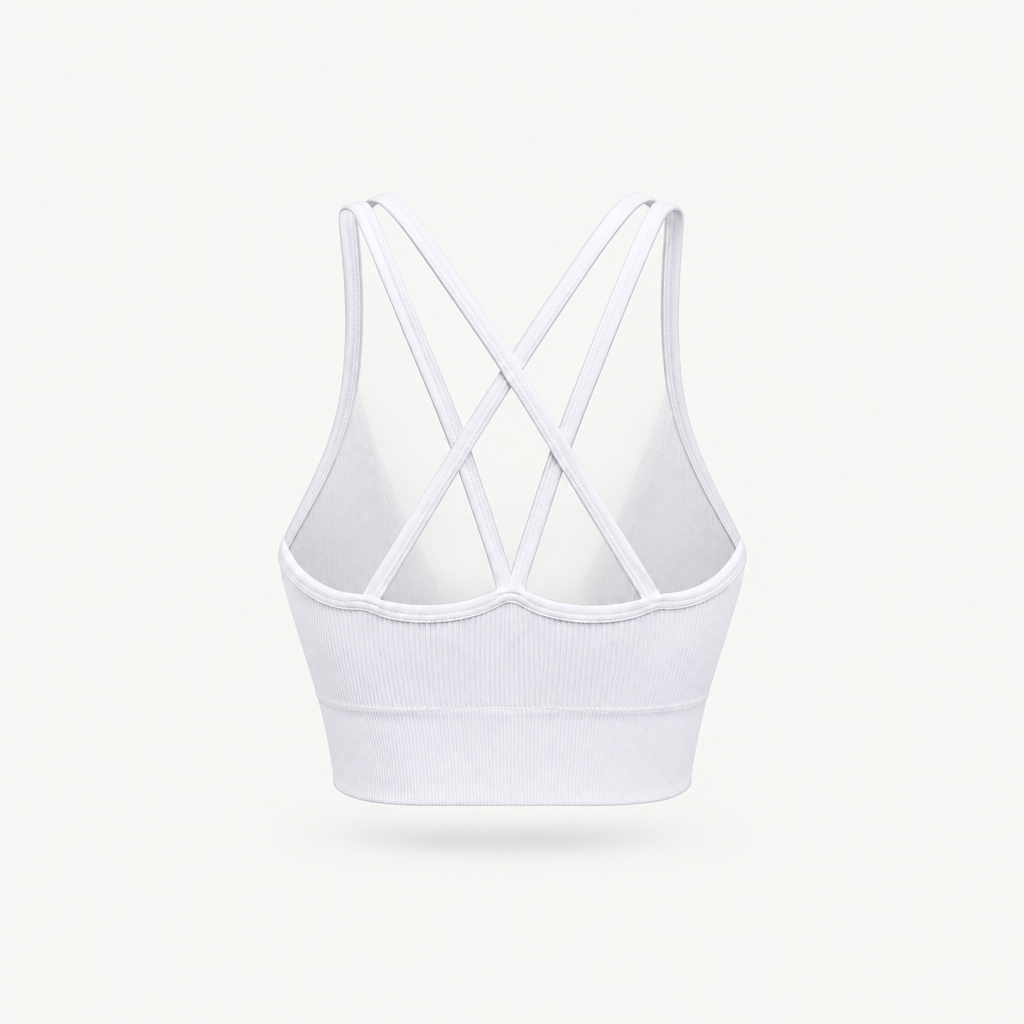 Top bianco vista posteriore con margini
