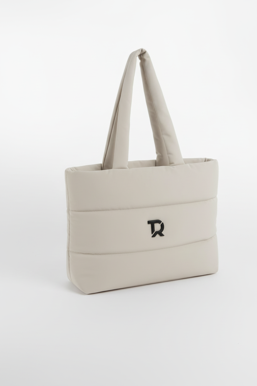 Tote bag chiara con logo nero più piccolo