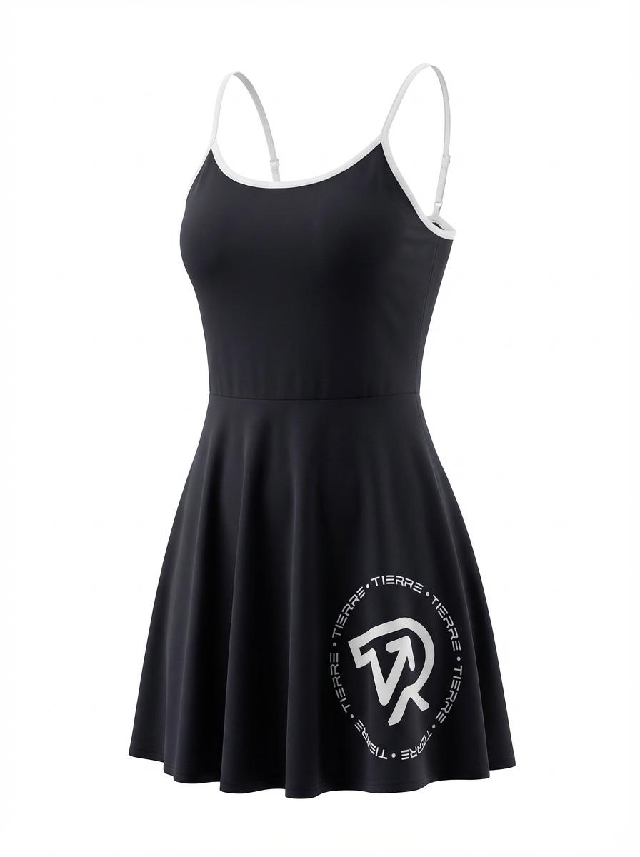 Vestito Sportivo Nero con Spalline Bianche